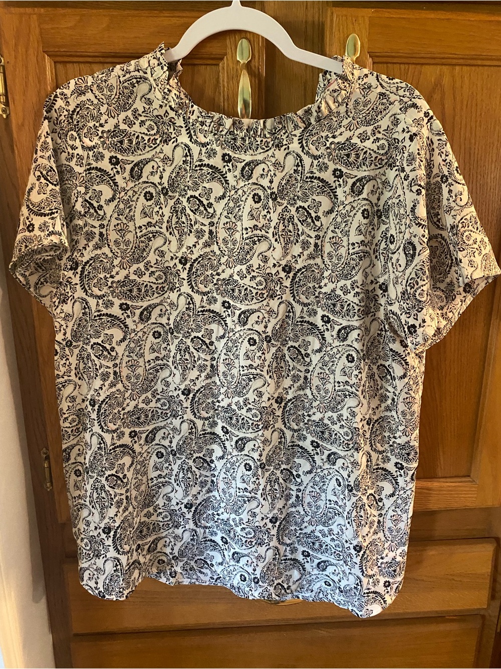 ANDREE BY UNIT Cream Blouse with Black Paisley Motif
